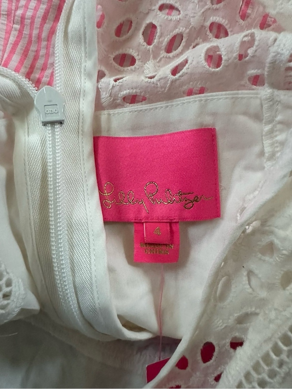 Lilly Pulitzer Maya Shift Dress Pink White Eyelet Size 4 NWT - Picture 9 of 12